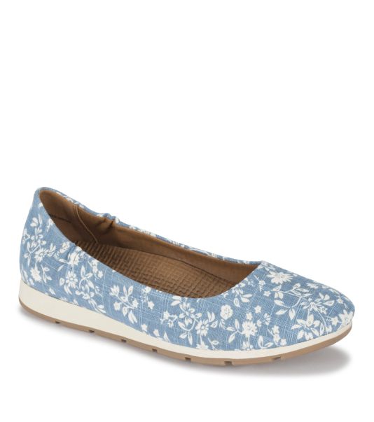 Baretraps Fashionable Women Prim Slip On Flats & Loafers Blue/White Flower Canvas